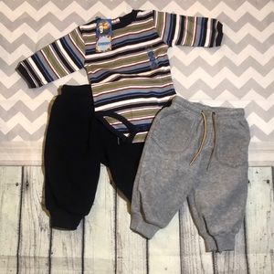Vtg Gymboree boys 3pc lot L/S one-piece /2 joggers